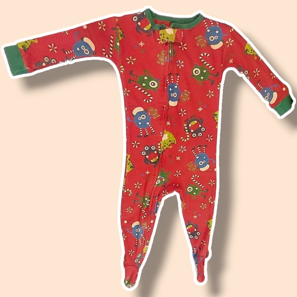 BabiesRUs | Footed Christmas Monster One Piece Pajamas | Size 12 Months …